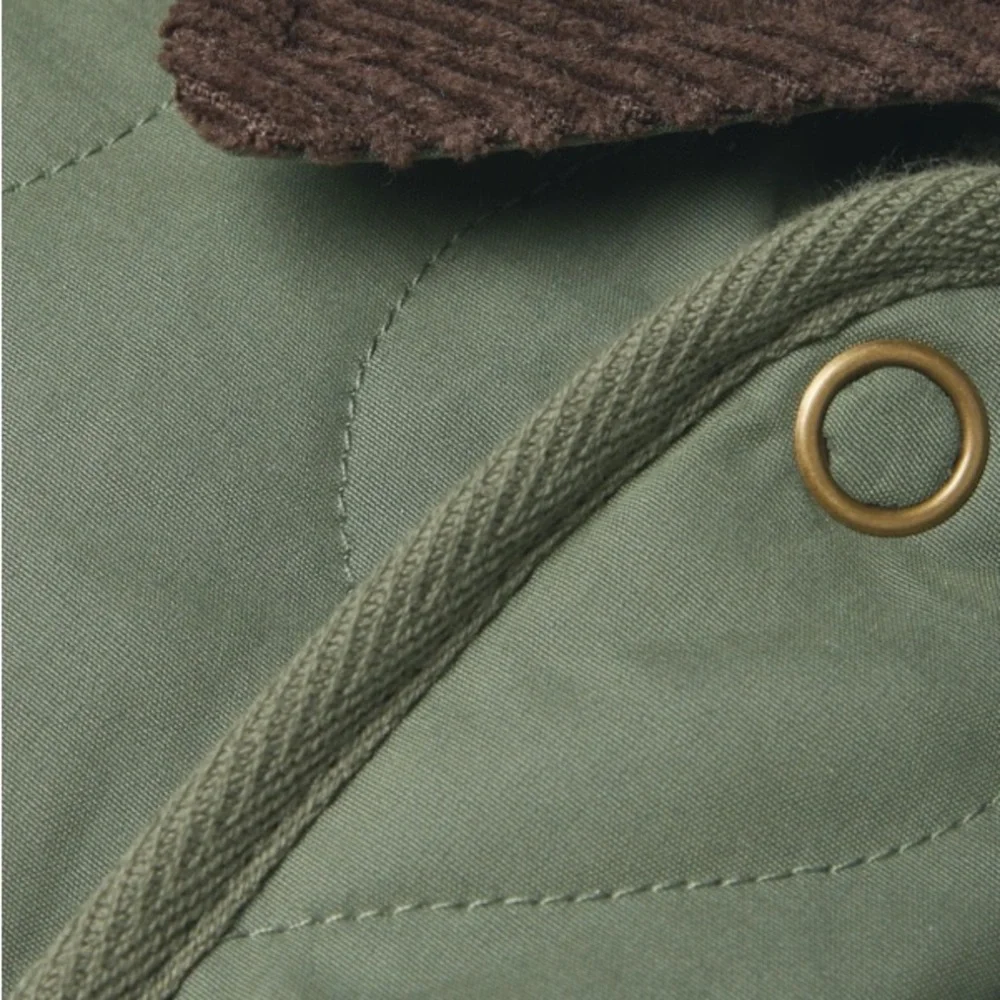 Alex Mill Quilted Utility Jacket in Olive Green with Brown Collar Size Medium - Picture 6 of 8